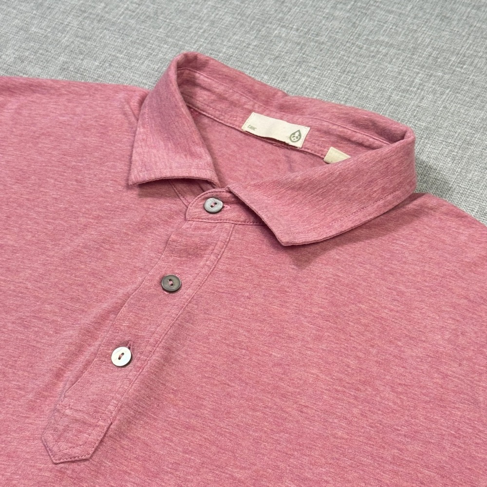 Tasc Performance Polo Shirt Mens Large Pink Short Sleeve Cotton Viscose Spandex